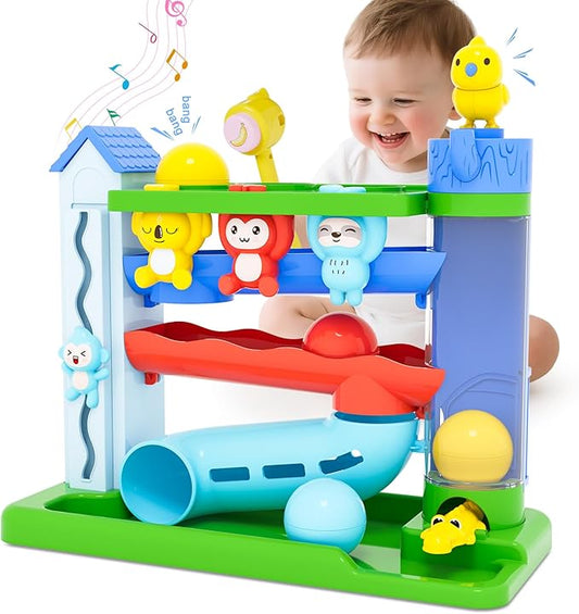 Musical Toy for 1-2 Year Old Boys,Educational Baby Toys 12-18 Months,Ball Drop Toy with English & Spanish,Fine Motor Toys for Toddlers 1-3,Birthday Gift for 1+ Year Old Boy (Blue)