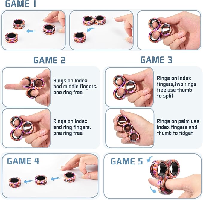 Halloween Magnetic Rings for Adults and Kids,Fidget Spinner Rings Toys for Anxiety Relief Therapy Boy and Girl Ages 8-13,Teens Halloween Party Favors Decorations,3PCS