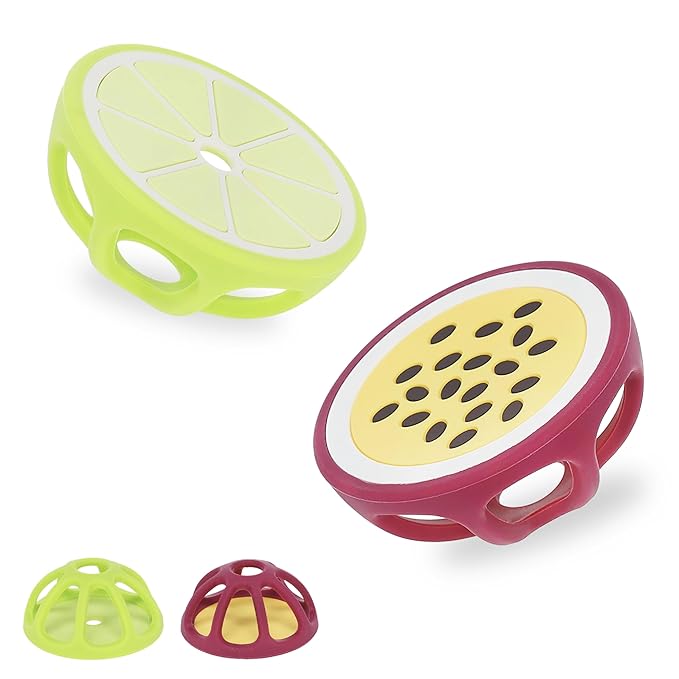 Passionfruit and Lime Silicone Teethers Baby Teething Toys, Newborn Essentials Must Haves, Easy-to-Hold Design Teething Ball Baby Essentials, BPA-Free