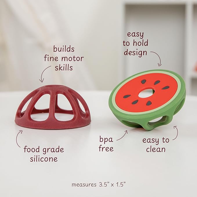 Mangosteen and Watermelon Silicone Teethers Baby Teething Toys, Newborn Essentials Must Haves, Easy-to-Hold Design Teething Ball Baby Essentials, BPA-Free