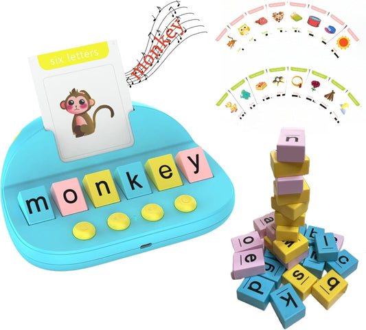 Word Matching Game Toys for Ages 5-7, Spelling Games for 3 Years Old, Speak and Spell Educational Toys for Easter Children's Day Halloween Christmas Birthday Party Gifts (Style D)