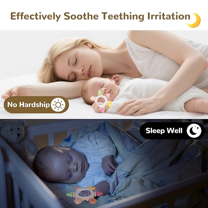 Hooku Silicone Teethers for Babies 6-12 Months, Teething Toys for Babies 0-6 Months, Baby Fruit Teethering Rings, BPA Free Baby Chew Toys, Infants Gifts