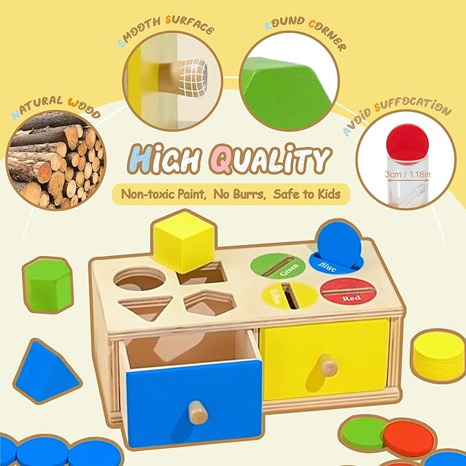 Montessori Toys for 3 4 5 Year Old - Shape Sorter Matching Color Sorting Recognization Sensory Toys for Toddlers Boy Girl Education Preschool Fine Motor Skills Box Gift