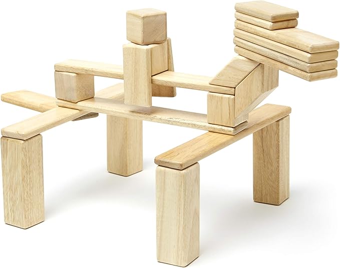 24 Piece Tegu Magnetic Wooden Block Set, Natural, 1-99 years old