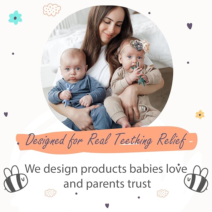 3D Baby Teether, BPA-Free Multi-Texture Silicone Teething Stick Toy,360-Degree Textured Design, Easy-Grip Design for Infants and Toddlers (Blue, 3D)