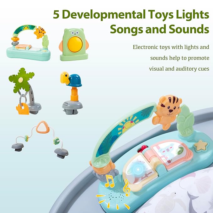 Time Followers® 6-in-1 Baby Activity Center | Jumpers and Bouncers | 4 Stage Grow Stationary Standing Toddler Play Table | Shower Gift | Infant Essential for Baby Ages 6-36Month (Grey)