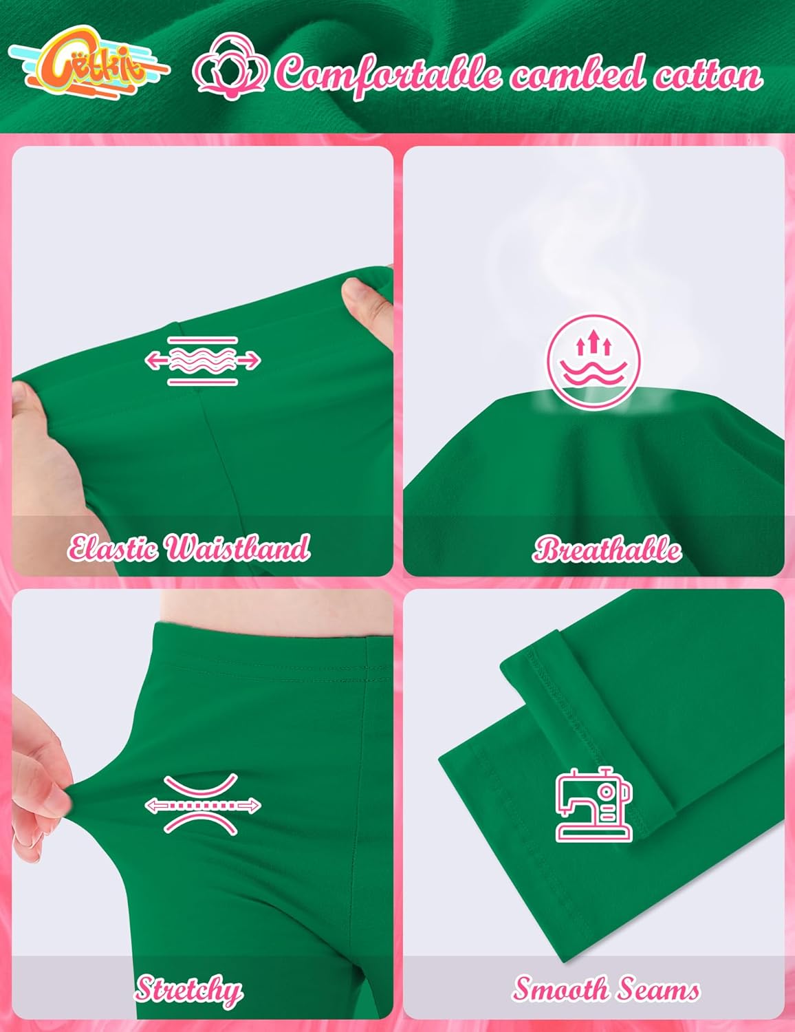 Girls Leggings Cotton Leggings for Toddler Footless Girls Pants Stretchy Baby Girl's Pants Infant Basic Leggings Size 6M -14Y