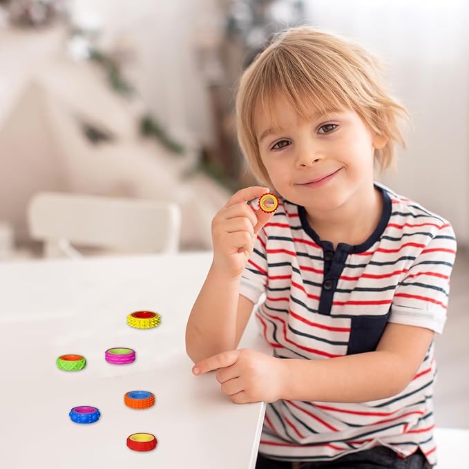 12 Pack Fidget Toys Adults Sensory Rings，Quiet Anxiety Fidgets for Classroom，Pain Stim Little Ouchies Stress Relief Sensory Toys for Kids ADHD
