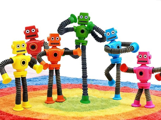24PCS Robot Suction Cup Toys Pop Tubes，Stress Relief Fun Robot-Shaped Suction Cup Toys for Ages 3+，Autism Sensory Products,Sensory for Kids with Autism，Christmas Easter