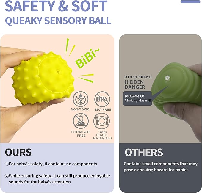 Montessori Toys - Sensory Balls for Toddlers, Multiple Textures Colorful Toddler Sensory Toys for Babies 1-3 Hand Catching Baby Balls, Baby Rattle 3-6 Months Old Baby Toys for 6-12 Months