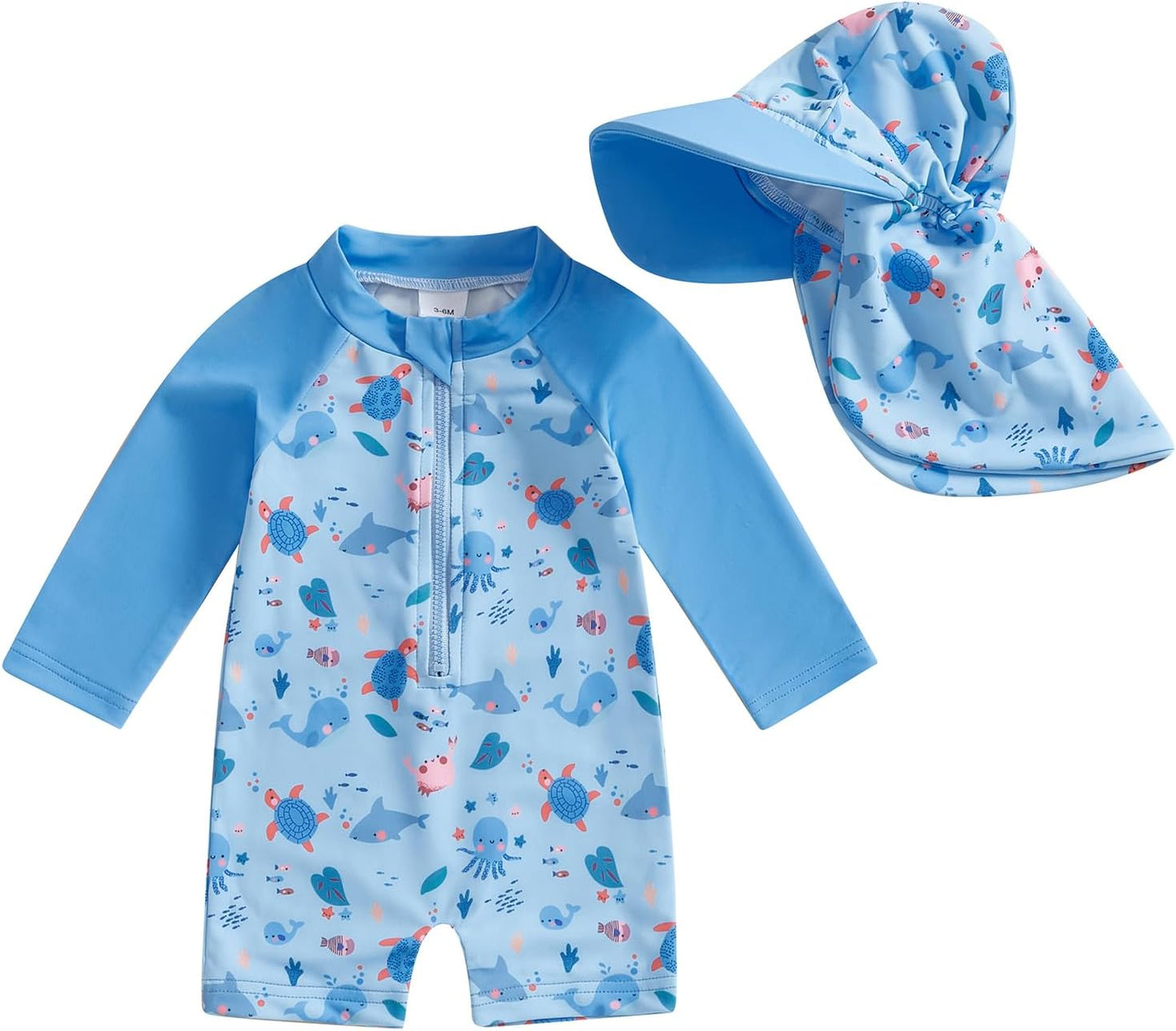 Hnyenmcko Baby/Toddler Boy Rash Guard Swimsuit Long Sleeve One Piece Zipper Swimwear Sunsuit Infant Bathing Suit Beachwear