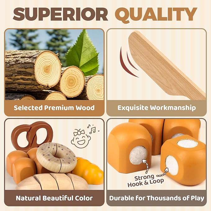 Play Food Sets for Kids Kitchen for Toddler 1-3 Toy Food Grocery Pretend Playsets 2 3 4 5 6 Year Old Boys Girls Birthday Gift Ages 4-8 Educational Bread Bakery Toys