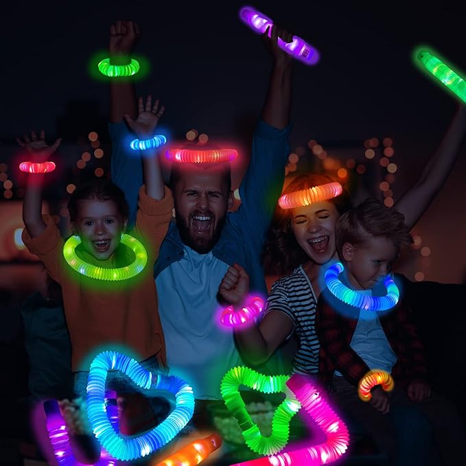 24 PCS New Years Eve Light Up Party Favors Supplies for Kids 4-8-12,Bulk Glow Sticks Bracelet Necklace Accessories for Toddlers,Birthday Treat Return Gifts,Christmas NYE 2026 Goodie Bag Stuffers