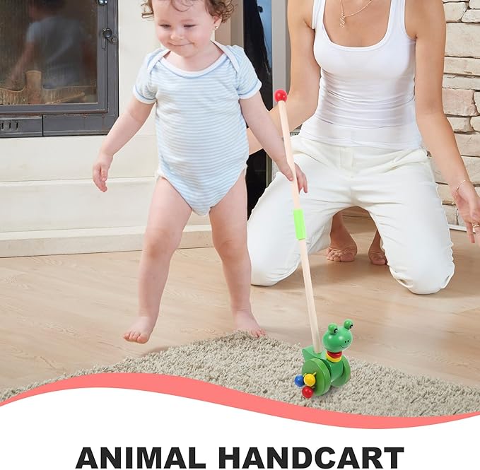 HANABASS Cartoon Animal Walker Push Cart for Learning to Walk with Removable Pole Girl and Boy Walking Aid Safe and Fun Early Development