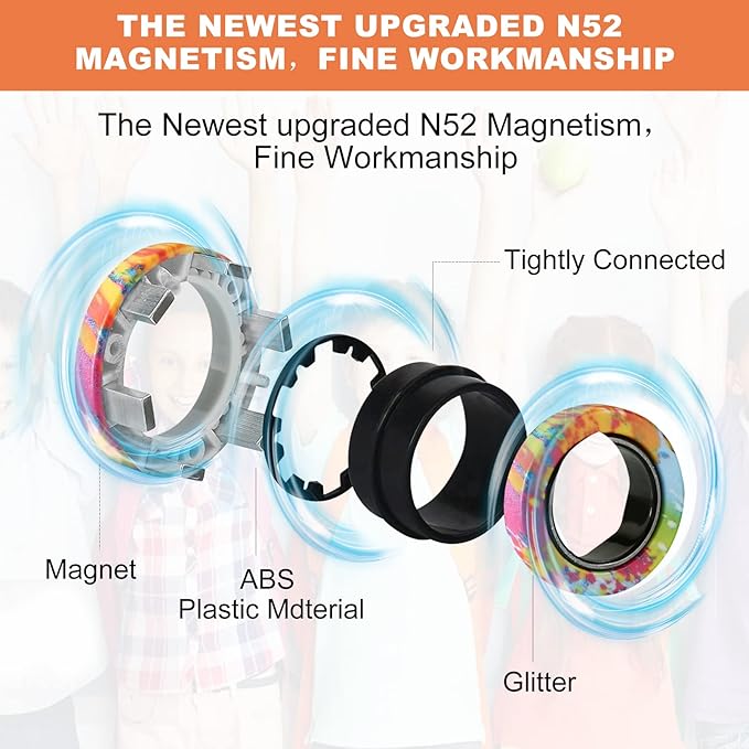 12Pcs Magnetic Ring Fidget Spinner Toys Set, Graffiti Camo Fingers Magnet Rings, ADHD Stress Relief Magical Toys for Training Relieves Autism Anxiety, Great Gift for Adults Teens Kids