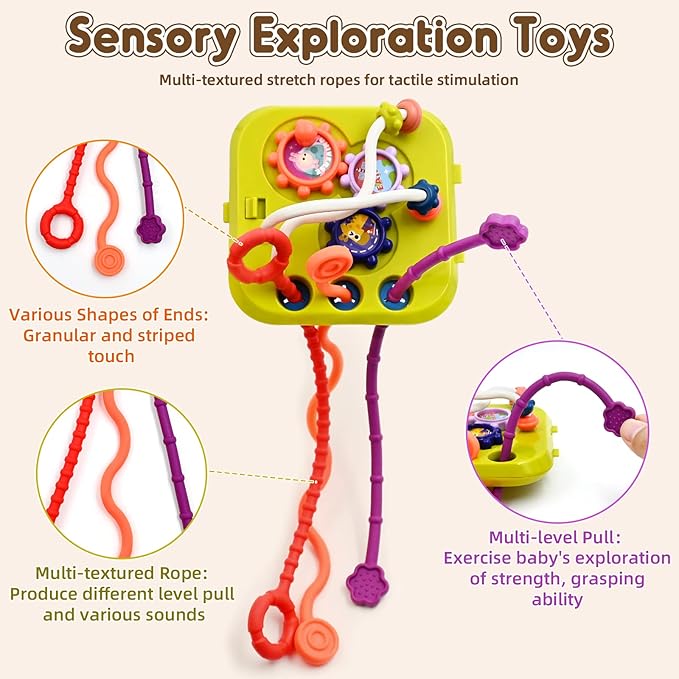 AiTuiTui Multifunction Baby Sensory Montessori Activity Cube Toys, Shape Sorter Early Learning Educational Interactive Toys for Infant Toddlers Boy Girl, Birthday Gifts Christmas Stocking Stuffers