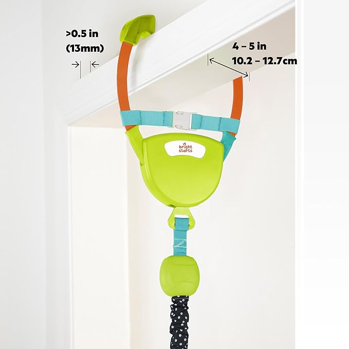 Bright Starts Bounce 'n Spring Deluxe Door Jumper for Baby with Adjustable Strap, 6 Months and Up, Max Weight 26 lbs