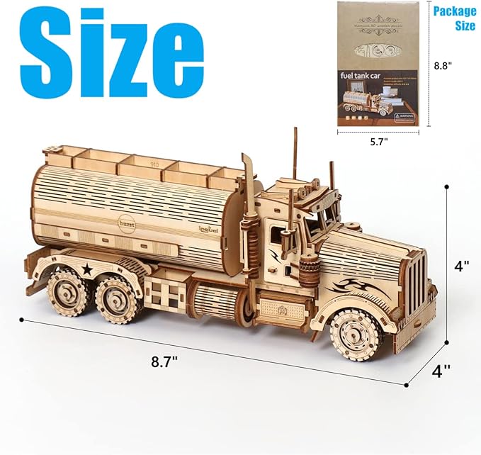 3D Wooden Puzzle - Wood Mechanical Tank Truck Model Kits - Coin Bank Crafts Model - Wooden STEM DIY Brain Teaser Puzzles, 3D Puzzle for Birthday Adults & Teens