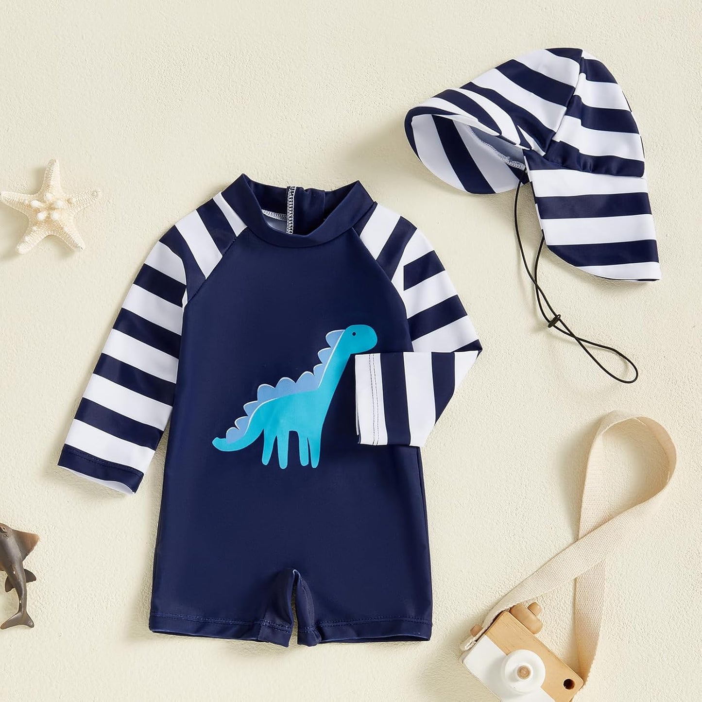 Hnyenmcko Baby/Toddler Boy Rash Guard Swimsuit Long Sleeve One Piece Zipper Swimwear Sunsuit Infant Bathing Suit Beachwear