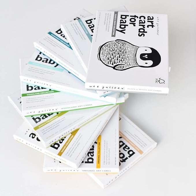 Wee Gallery Art Cards for Baby, Durable High Contrast Black and White Animal Flashcards for Newborns, Brain Development, Sensory Toys, Tummy Time Essentials for Infant and Toddler - Original Animals