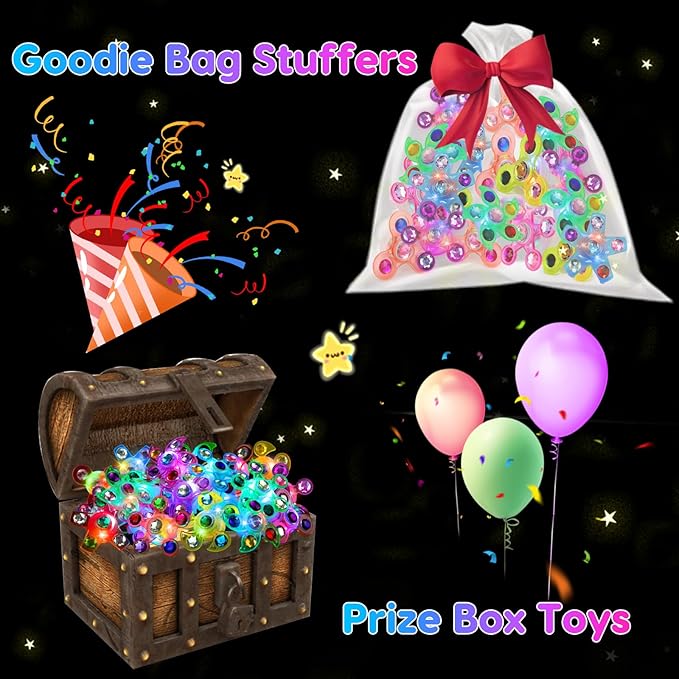 24PCS LED Light Up Fidget Spinner Rings Glow Party Favors Bulk for Kids 4-8 8-12 Christmas Goodie Treat Bags Stuffers Pinata Fillers Carnival Prizes Classroom Treasure Box Toys Birthday Return Gifts
