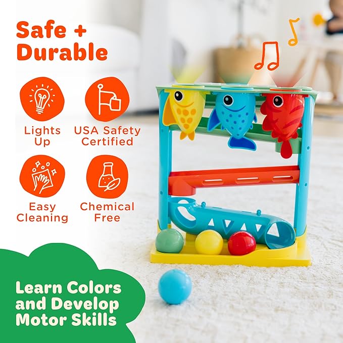 Move2Play, Feed The Fish | 30+ Fin-Tastic Songs & Phrases | Baby & Toddler Musical Toy | First Birthday Present for 1+ Year Old | Ages 6-24 Months | Boy & Girl Ball Drop Toy
