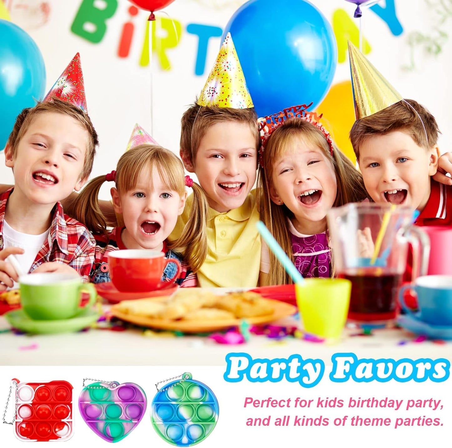 50pcs 2in Random Pop Bubble Fidget Sensory Toys, Pop Toy Bulk for Party Favor, Classroom Student Prizes Easter Basket Goodie Bag Stuffers Christmas Valentine Gift for Kid