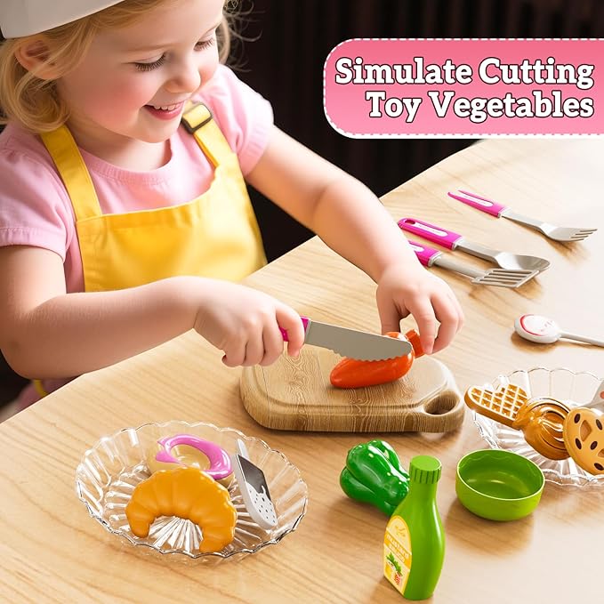 Kids Kitchen Playset for Ages 3-6 4-8, Play Kitchen with Light, Sound and Spraying, Sink Toy Accessories, Cooking Stoves, Pretend Food Toys for Toddlers 3-5 Boys Girls 6-12