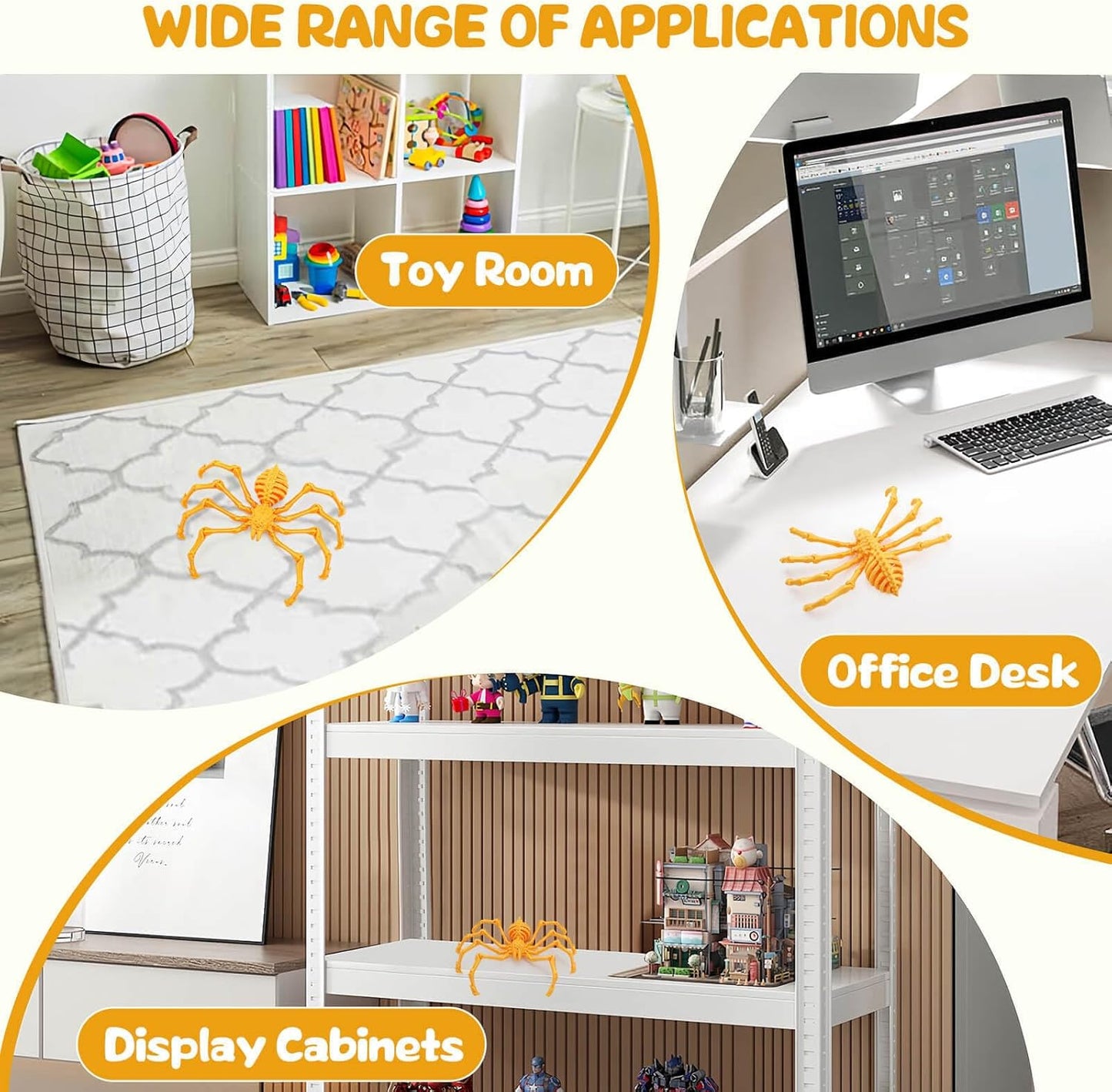 3D Printed Spider Fidget Toys, 1 Pack Articulated Fake Spider Figures Party Favors for Birthday Halloween Christmas, Stress Relief Desk Toys for Classroom Office Home (Silk-Gold)