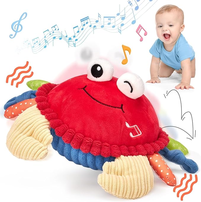 hahaland Baby Toys 6+ 12-18 Months - Crawling Musical Dancing Walking Moving Bouncing Learning Crab Tummy Time Toy Sensory Toddler Toys for 1-3 Year Old Christmas Birthday Gifts Stocking Stuffers