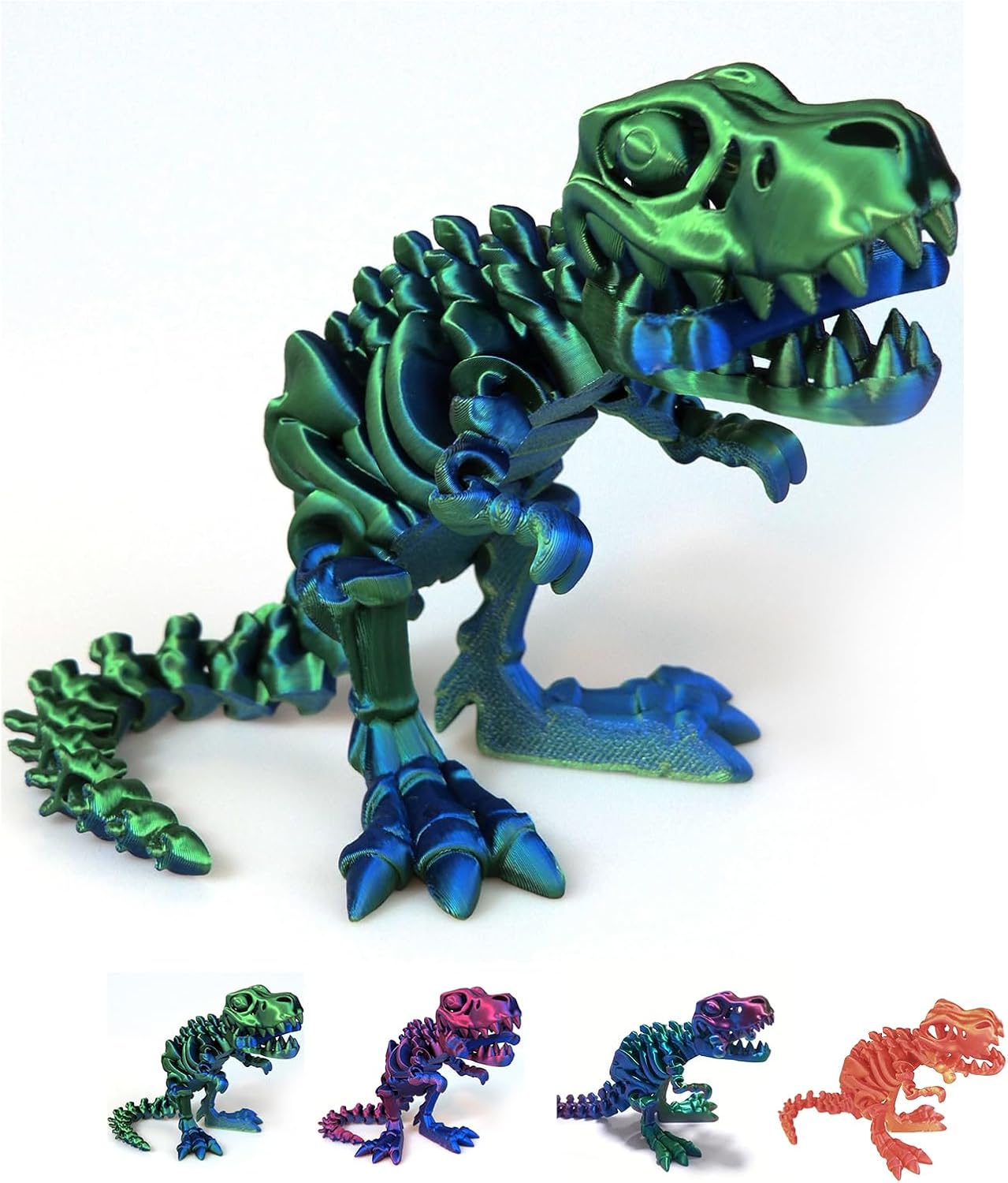 3D Printed Dinosaur Bones Tyrannosaurus Rex Skeleton with Movable Joints, 3D Model Skull T-Rex, Flexible Articulated Dinosaur Fidget Toys Adults for Autism/ADHD