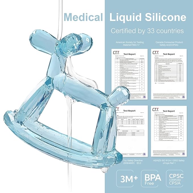 Crystal Jelly Baby Teether – Jellydog Teething Relief Toy for Infants 3-6 Months, Silicone Handheld Teething Toy, BPA-Free, Odorless, Prevents Choking, Safe for Babies (Voyages)