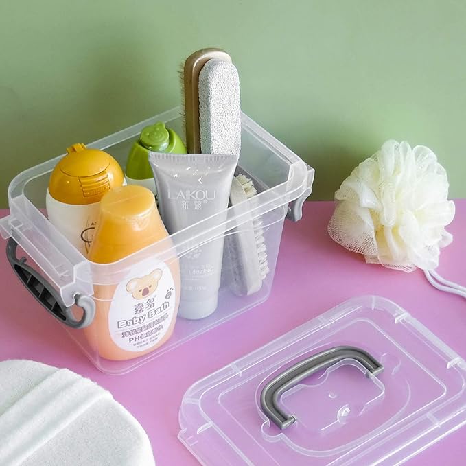 1.5 L Clear Mini Storae Box, 6-Pack Tiny Plastic Storage Latch Box