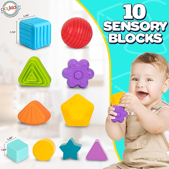 Shape Sorter Baby Toys, Sorting & Stacking Blocks Toy for Toddlers, Sensory Shapes, Early Learning Development Activity Cube for Boys & Girls, 18+ Months