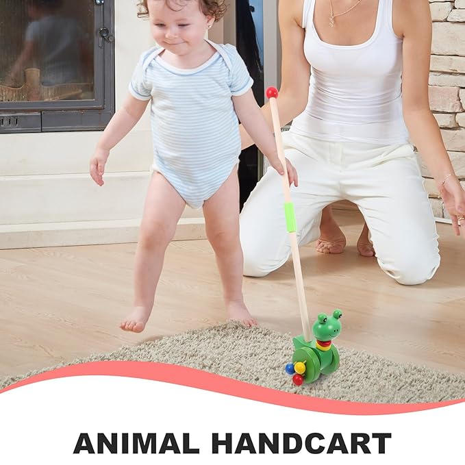 Vaguelly Push Walker Cart for Safe Walking Aid with Cartoon Amphibian Motif Lightweight Portable for Months Boys and Learning to Walk