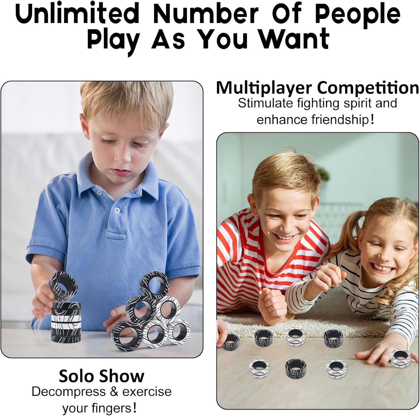 3Pcs Magnetic Rings Fidget Toys for Teens, Adults&Kids|Fidget Pack Under 10 Dollars|ADHD Fidget Toy Pack for Anxiety Relief,Coolest Gifts for Teen Boys,Birthday Gifts for 8 9 10 11+ Year Old Boy&Girl