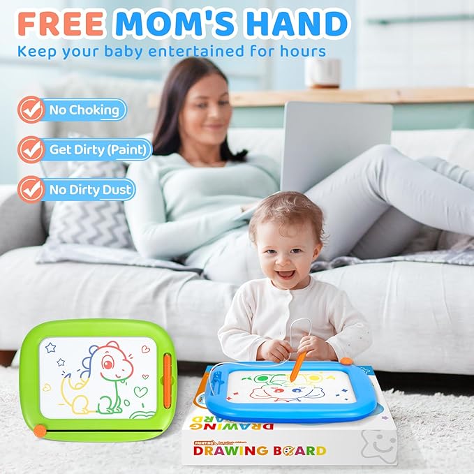 2 Pack Magnetic Drawing Board, Toddlers Toys Ages 1-2 & 2-3, Learning and Educational Writing Painting Doodle Pad for Toddlers for 1 2 3 Year Old, Ideal Christmas Birthday Gifts for Kids Boys Girls