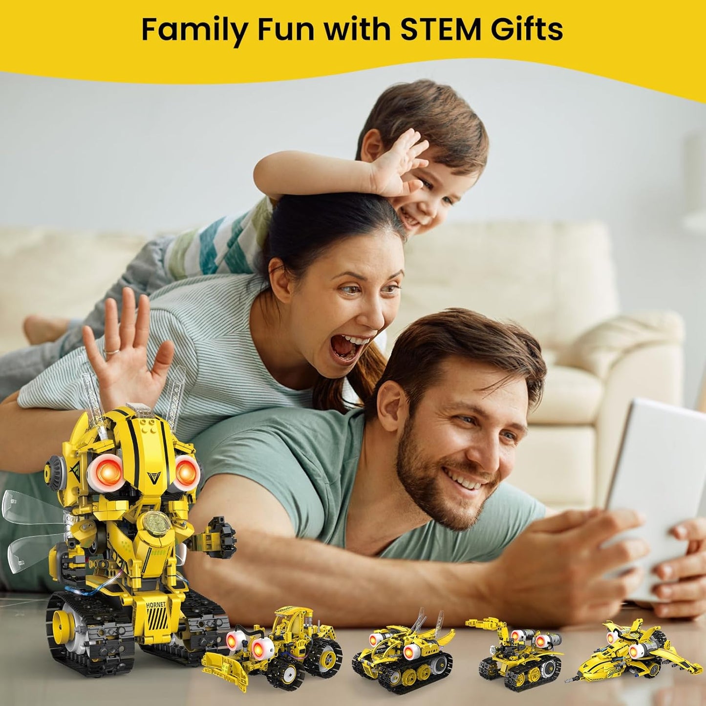5-in-1 STEM Robot Building Kit for Kids Ages 8-16, Remote & App Controlled, Rechargeable Engineering Learning DIY Coding Toy, Educational Building Blocks Gift for Girls & Boys (673 PCS)