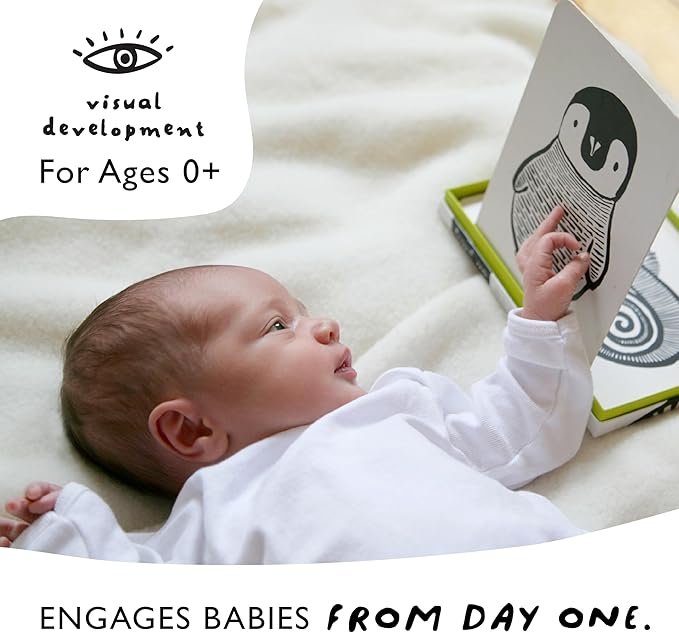 Wee Gallery Art Cards for Baby, Durable High Contrast Black and White Animal Flashcards for Newborns, Brain Development, Sensory Toys, Tummy Time Essentials for Infant and Toddler - Jungle Animals