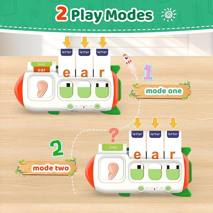 QuTZ Talking Flash Cards – CVC Word Spelling Games, Preschool Learning Activities Learning Toy, 107 Words Letter Matching Games, ABC Alphabet Flash Cards, Educational Toy for Toddler 3 4 5 6 Year Old