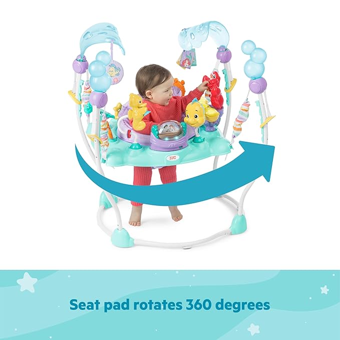 Bright Starts Disney The Little Mermaid Sea of Activities Baby Activity Jumper with Interactive Toys, Lights & Music with Disney Princess Ariel, 6-12 Months (Blue)