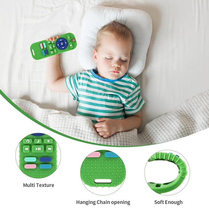 Hooku 2-Pack Silicone Teethers for Babies 0-6 & 6-12 Months, Sensory Chew Toys & Remote Control Toys for Infants & Toddlers