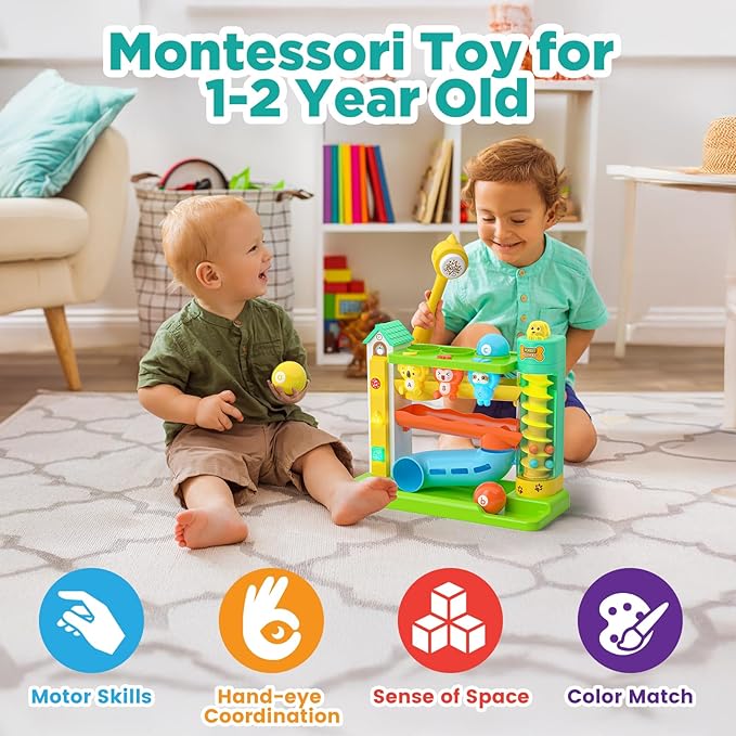 Musical Ball Drop Toys for 1 Year Old Boy Gifts, Eductional Baby Toy 12-18 Month Toddler Toy Age 1-2, First Birthday Gift for 1 Year Old Boy Girl, Infant Toys for 9-12-18 Month Olds