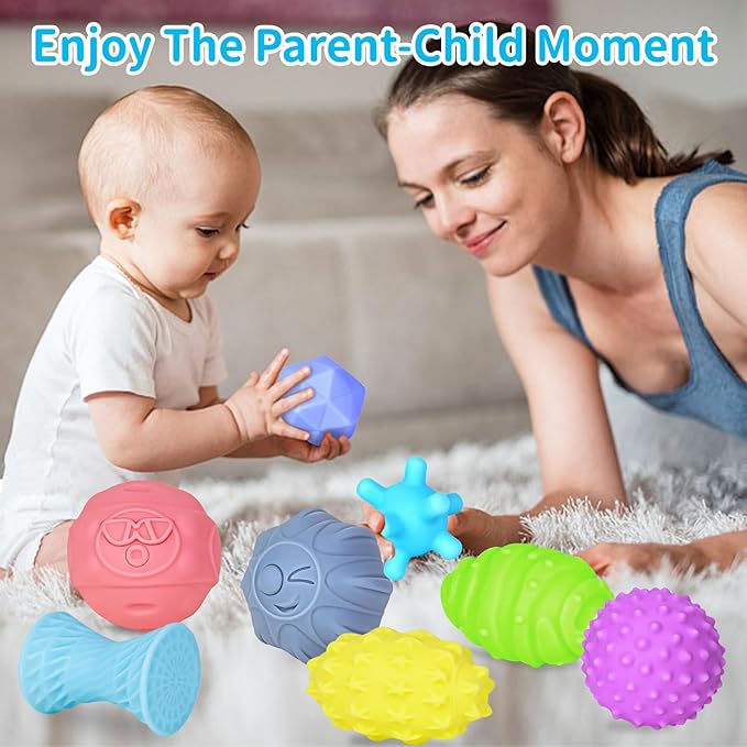 12 Pcs Sensory Balls for Toddlers 1-3, Sensory Baby Toys 6-12 Months, Montessori Toy for Babies 6-12 Months Squeeze, Infant Toys Soft Multi Ball Set Gifts with Bright Color Textured