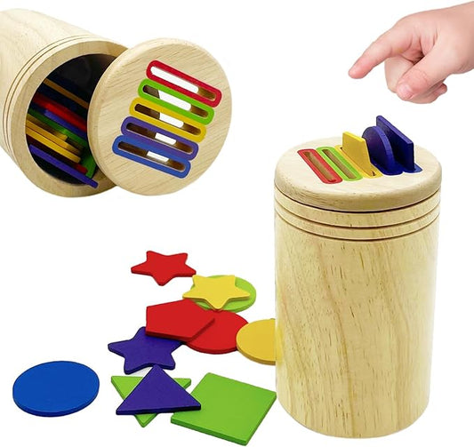 Wooden Montessori Sticks Toys for Kids, 8 Colors Natural Wood Toddler Learning Sorting Toys for 3 Year Old, Sensory Matching Game Birthday Gifts for Boys Girls (Multi-Shaped Flake)