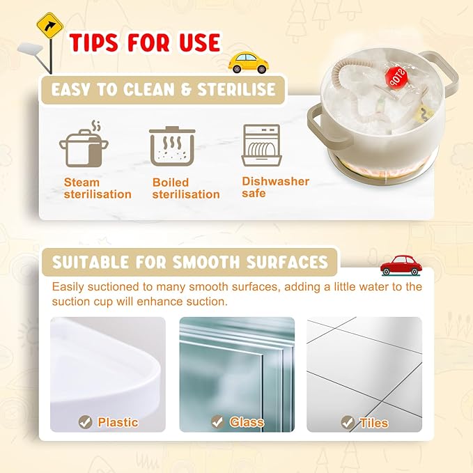 High Chair Suction Toys for Babies 6-12 Months, Suction Cup Toy for Toddlers 1-3, Baby Sensory Montessori Chew Toy for Babies 0-6 Month, Silicone Baby Teething Toys for 12-18 Months