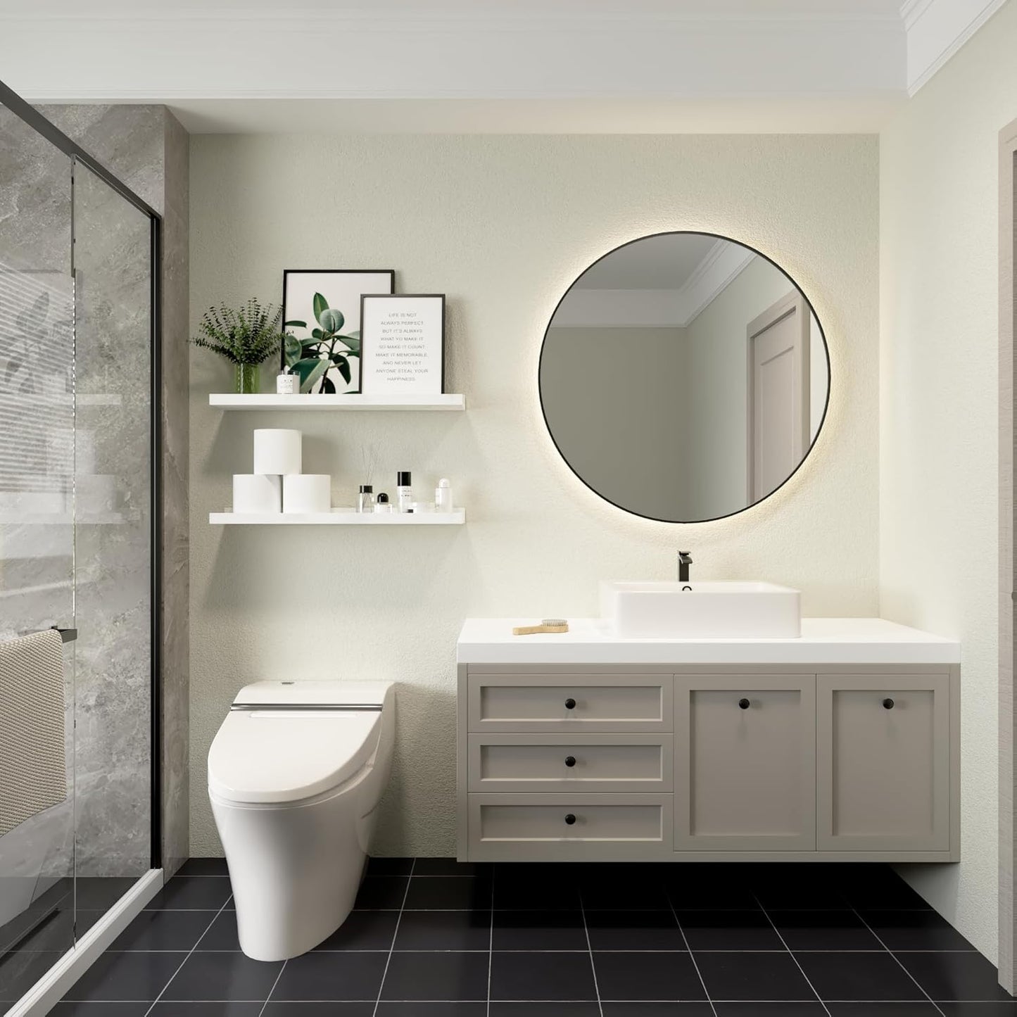 23.6 Inches Long Floating Shelves Wall Mounted, 2 Set Modern White Wall Shelf for Bedroom, Nursery Book Shelf with Lip, Picture Ledge Shelf for Wall Decor Living Room Bathroom Kitchen- White