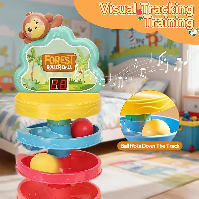 Montessori Ball Drop Toys for Kids, Ball Tracker Toys for Toddlers, Pound a Ball Toys for Toddlers, Shoot Balls Toys for Motor Skills Developmental, Girl Boy Birthday Gift