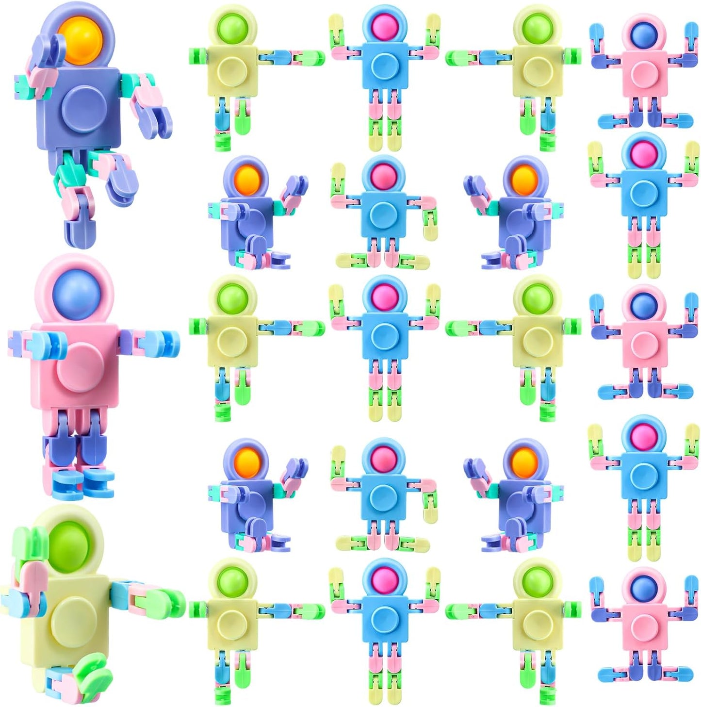 Hanaive 24 Pcs Robot Fidget Spinners Transformable Fingertip Gyro Chain Toy Fidget Sensory Toys Deformable DIY Stress Relief Fidget Toy Adults Pinata Goodie Bag Birthday School Gift
