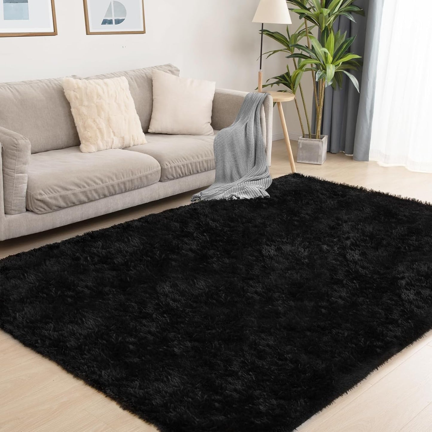 4x6 Black Rug, Area Rugs for Living Room, Soft Plush Area Rugs for Bedroom, Non-Slip Indoor Carpet for Nursery, Study Room, Playroom, Home Decor